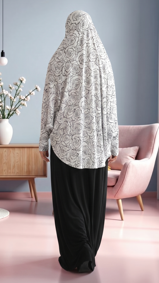 Wholesale Floral Printed Jilbab With Inner Dress And Attached Niqab