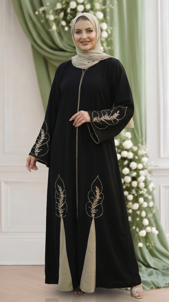 Wholesale Stylish Masha Crepe Abaya with Embroidery and Piping