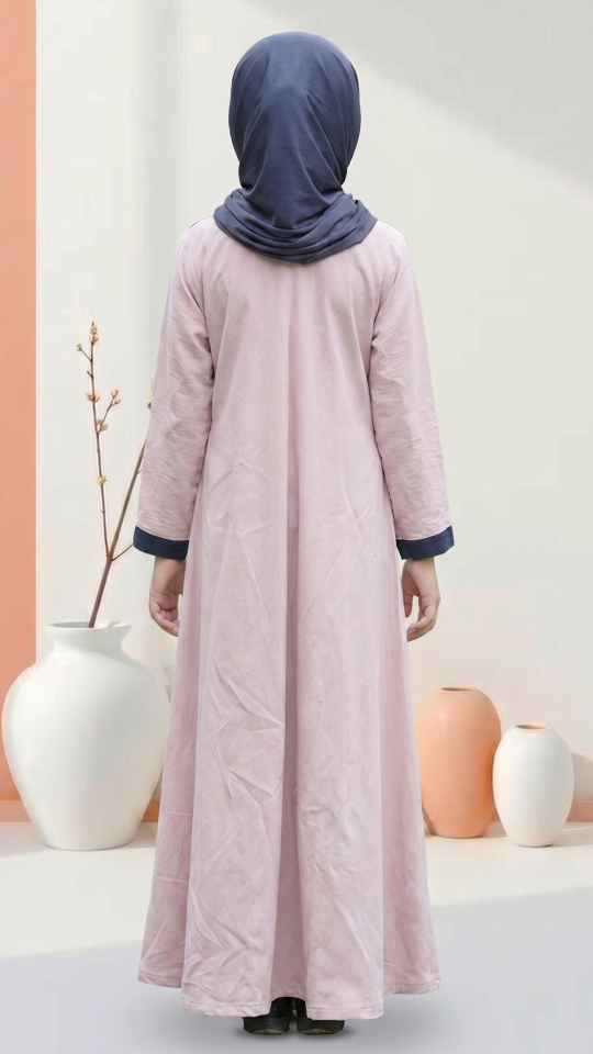 Stylish Kids Modest Dress with an Attached Shrug and Floral Show Bow on the Front