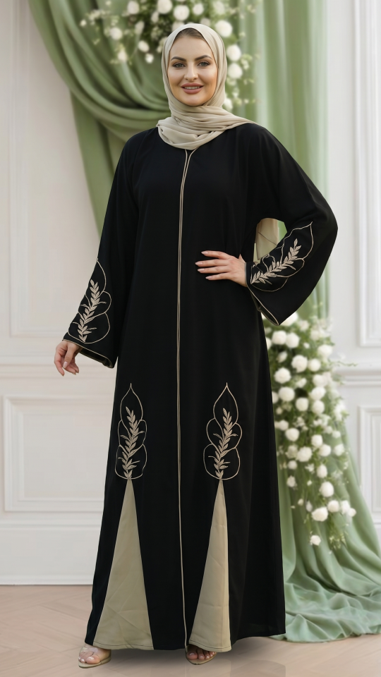 Wholesale Stylish Masha Crepe Abaya with Embroidery and Piping