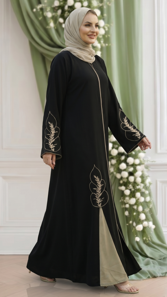 Wholesale Stylish Masha Crepe Abaya with Embroidery and Piping