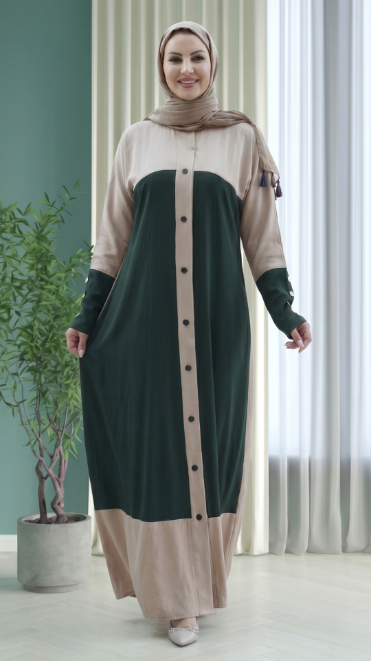 Wholesale Stylish Frontopen Zoom Abaya with Show Buttons on the Front and Sleeves