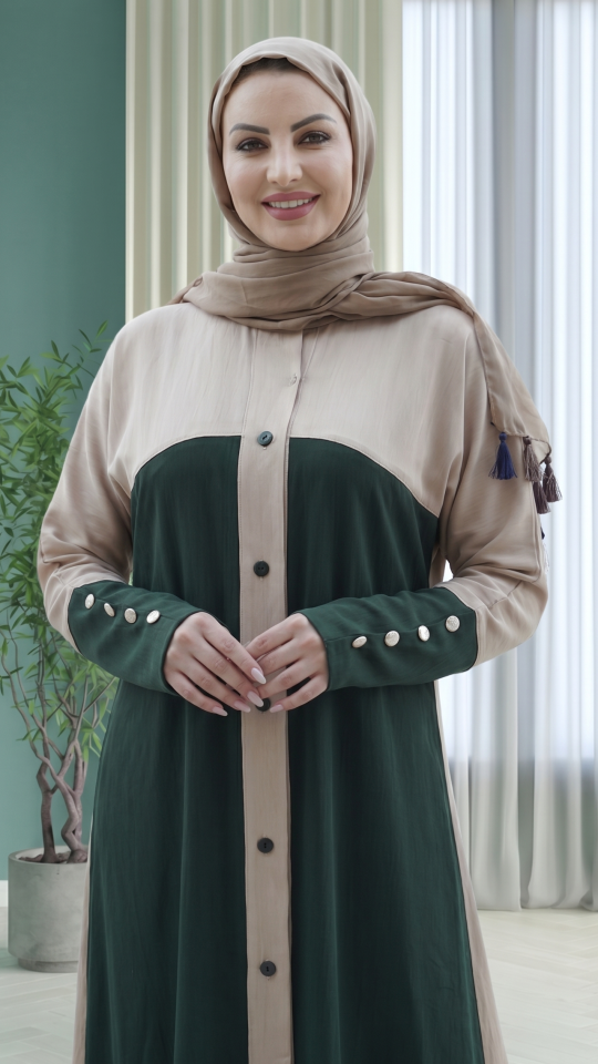 Wholesale Stylish Frontopen Zoom Abaya with Show Buttons on the Front and Sleeves