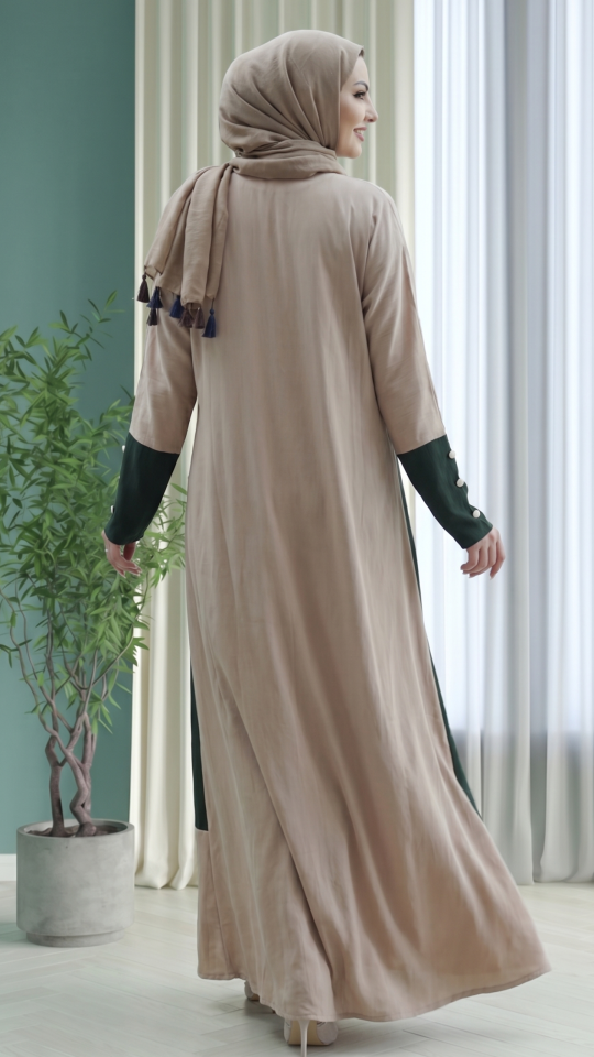 Wholesale Stylish Frontopen Zoom Abaya with Show Buttons on the Front and Sleeves