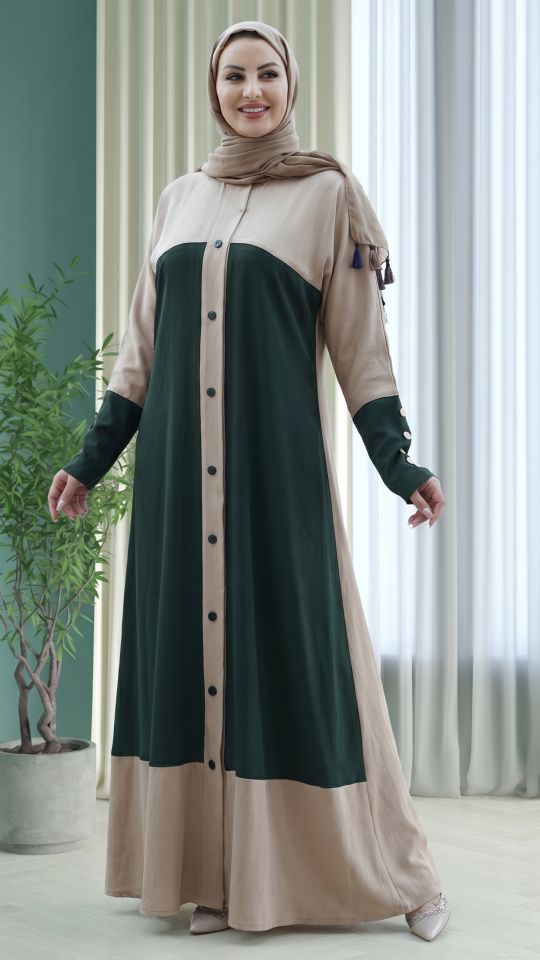 Wholesale Stylish Frontopen Zoom Abaya with Show Buttons on the Front and Sleeves