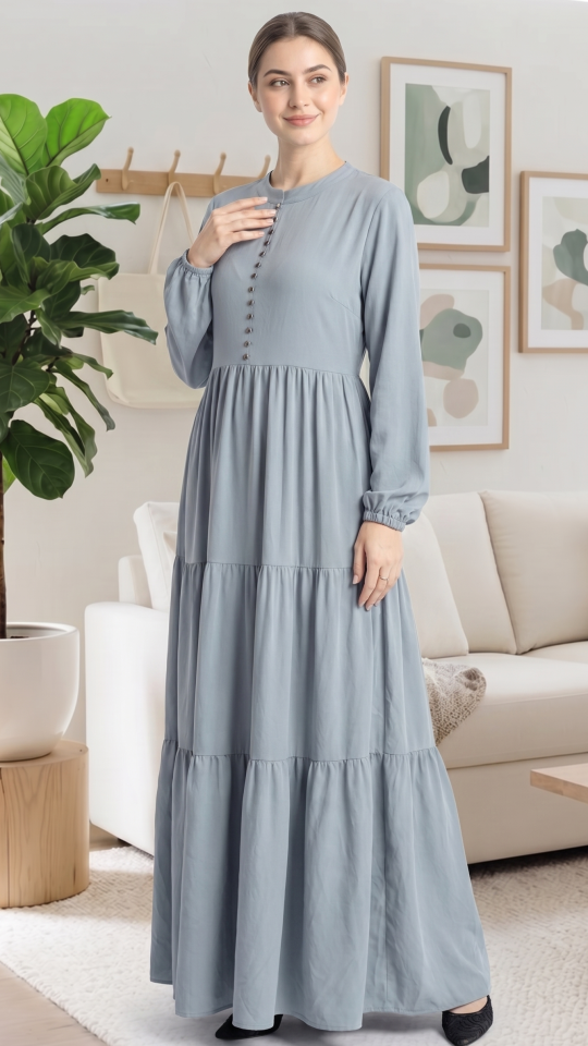 Inaya Modest Abaya In Chrome Grey