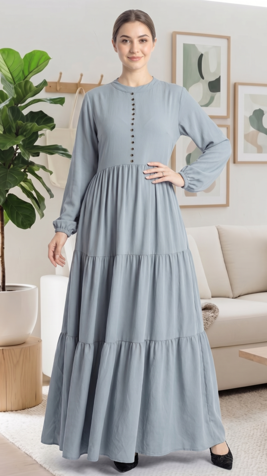 Inaya Modest Abaya In Chrome Grey