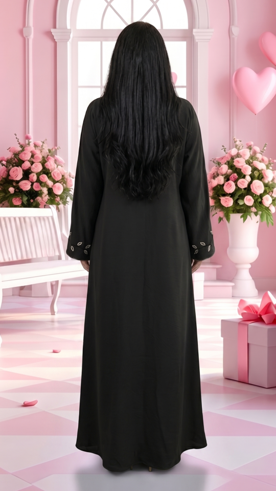 Wholesale Black Zoom Abaya With Crystal Hand Work And Piping 