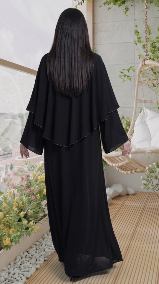 Nida Matte Abaya With Overlock Design In Black