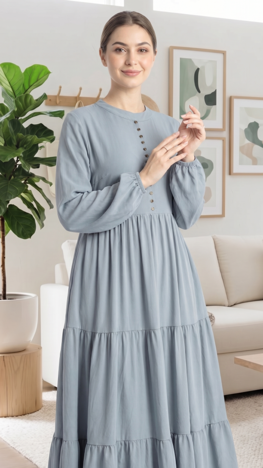 Inaya Modest Abaya In Chrome Grey