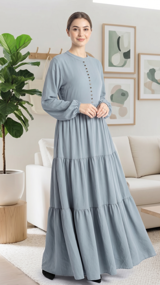 Inaya Modest Abaya In Chrome Grey