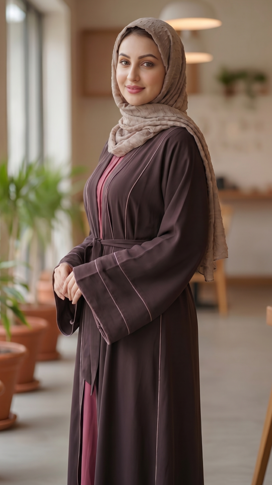 Stylish CEY Modest Dress with a Zoom Shrug and a Belt