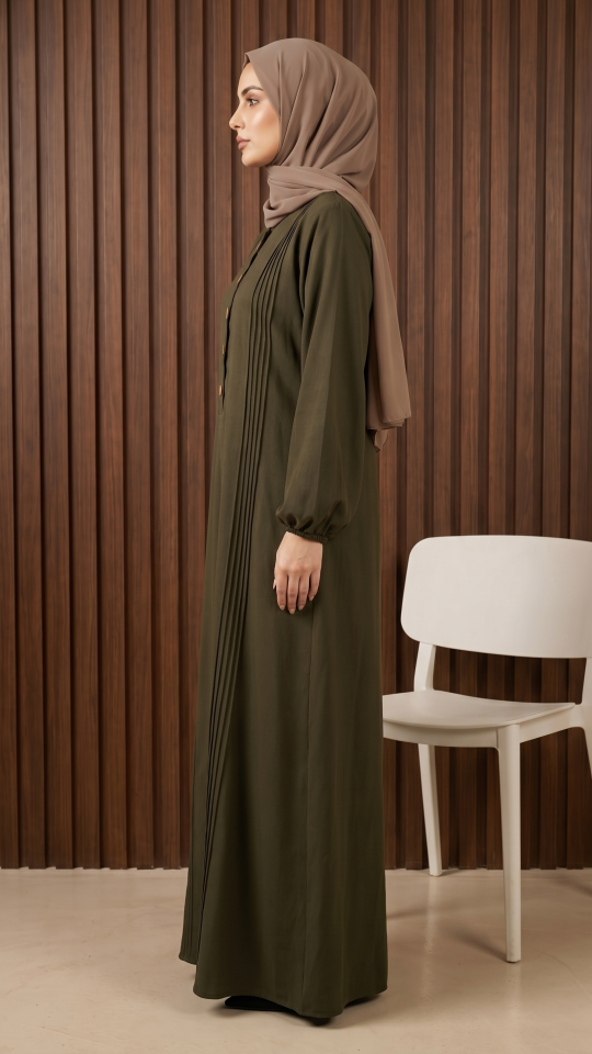 Wholesale Olive Abaya with Show Buttons 