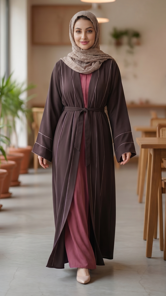 Stylish CEY Modest Dress with a Zoom Shrug and a Belt