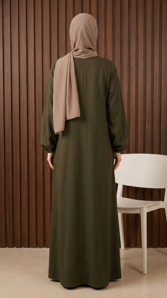 Wholesale Olive Abaya with Show Buttons 