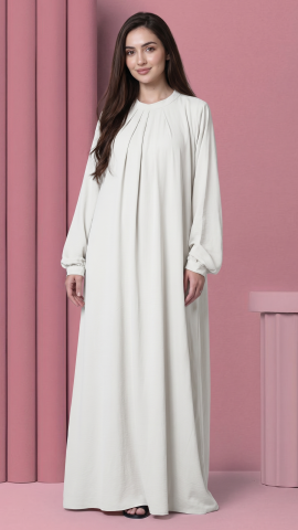 Wholesale Navy Blue Simple and Elegant Pleated Abaya 