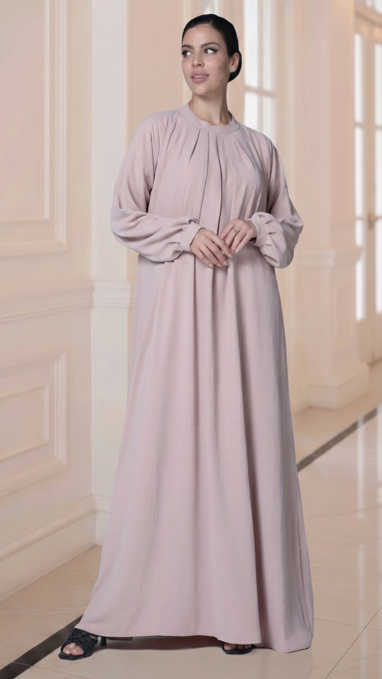 Bulk Simple and Elegant Pleated Abaya in Blush Pink