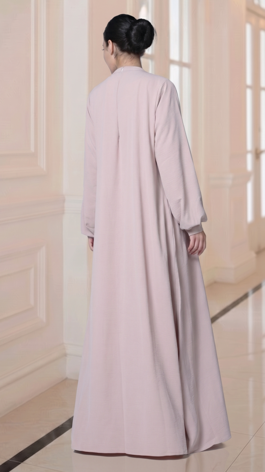 Bulk Simple and Elegant Pleated Abaya in Blush Pink