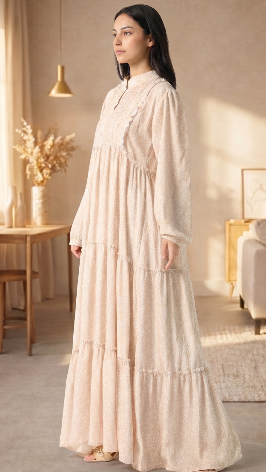Simple Modest Dress In Cream