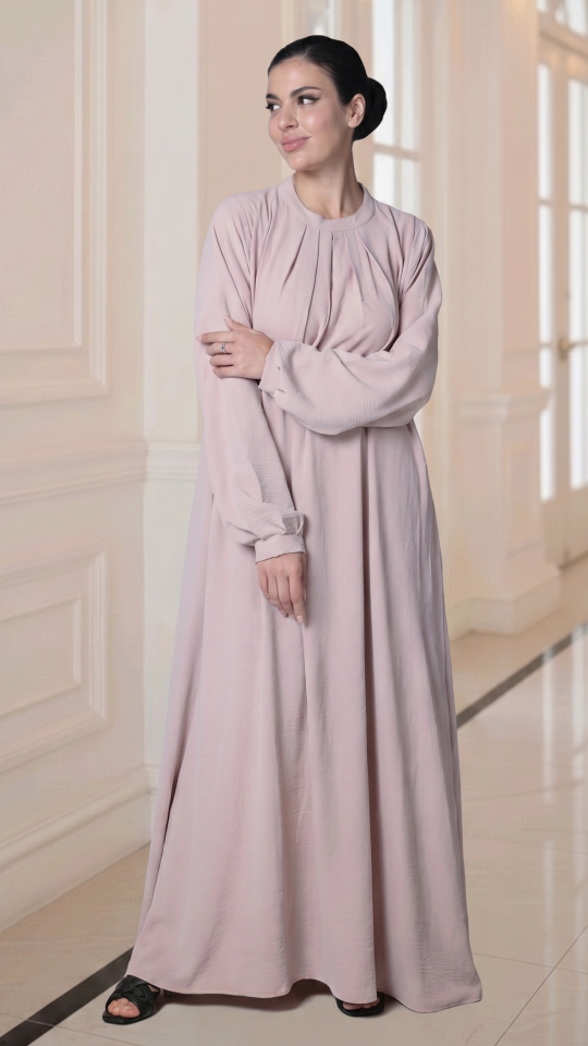 Bulk Simple and Elegant Pleated Abaya in Blush Pink