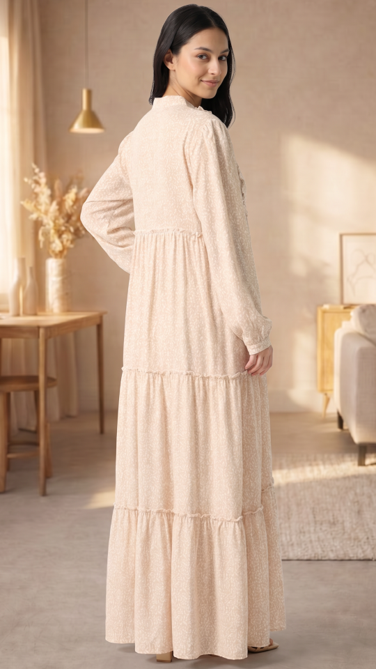 Simple Modest Dress In Cream