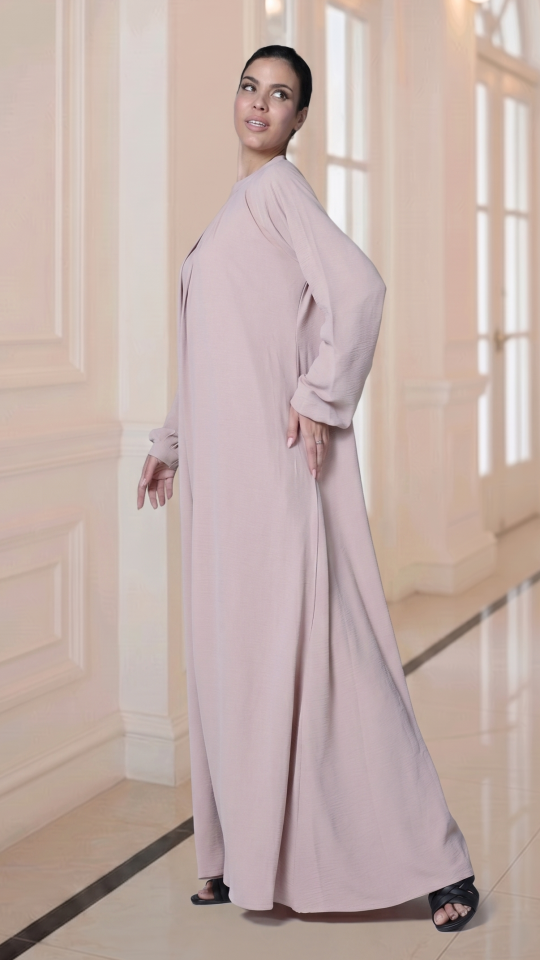 Bulk Simple and Elegant Pleated Abaya in Blush Pink