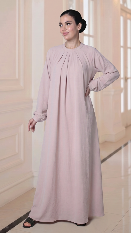 Bulk Simple and Elegant Pleated Abaya in Blush Pink