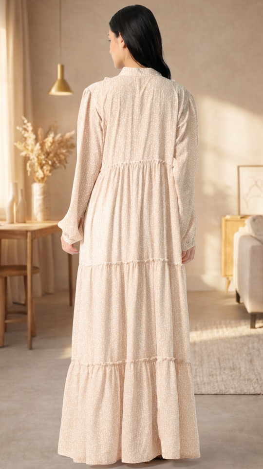 Simple Modest Dress In Cream
