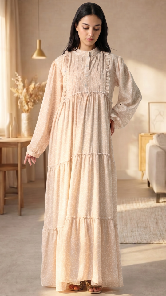 Simple Modest Dress In Cream