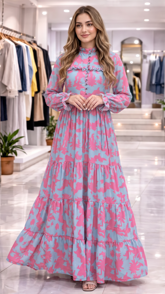 Modest Dress with Tropical Print