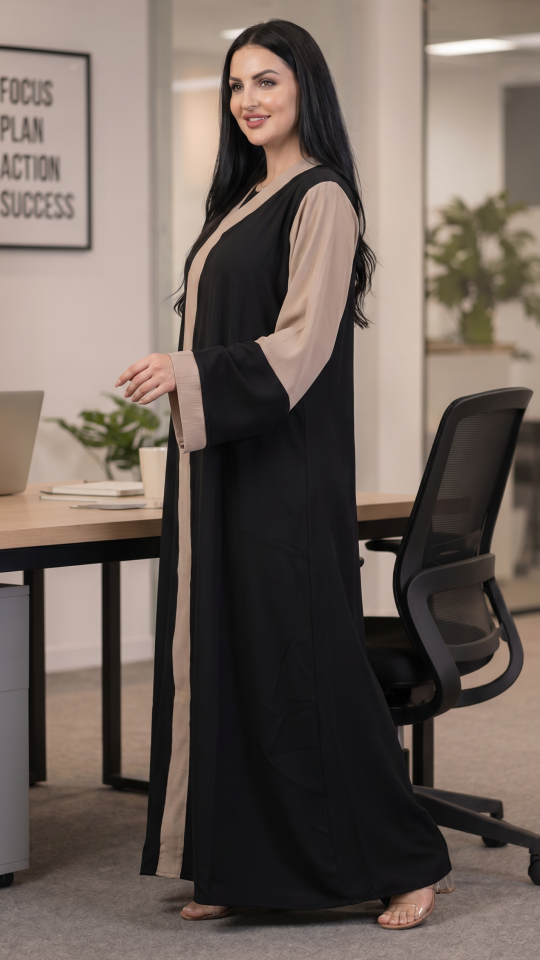 Wholesale Black and Beige Elegant Zoom Abaya