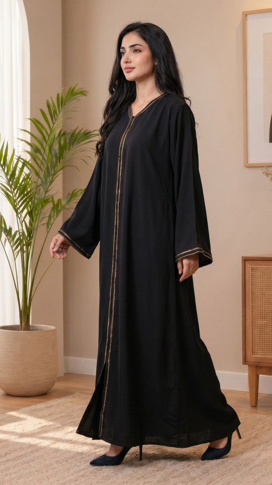 Wholesale Masha Crepe Abaya with Crystal Handwork on the Sleeves