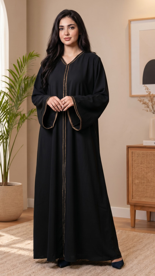 Wholesale Masha Crepe Abaya with Crystal Handwork on the Sleeves