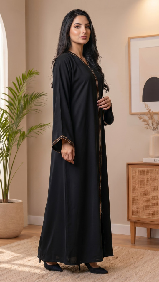 Wholesale Masha Crepe Abaya with Crystal Handwork on the Sleeves