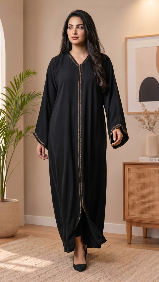 Wholesale Masha Crepe Abaya with Crystal Handwork on the Sleeves