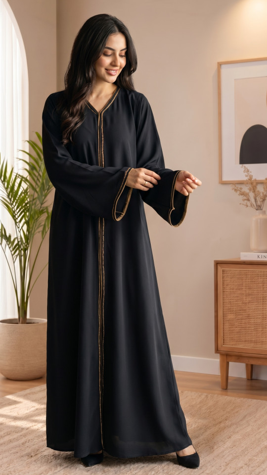 Wholesale Masha Crepe Abaya with Crystal Handwork on the Sleeves