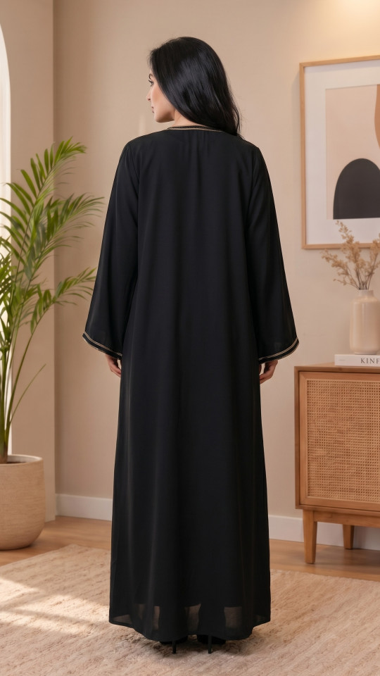 Wholesale Masha Crepe Abaya with Crystal Handwork on the Sleeves