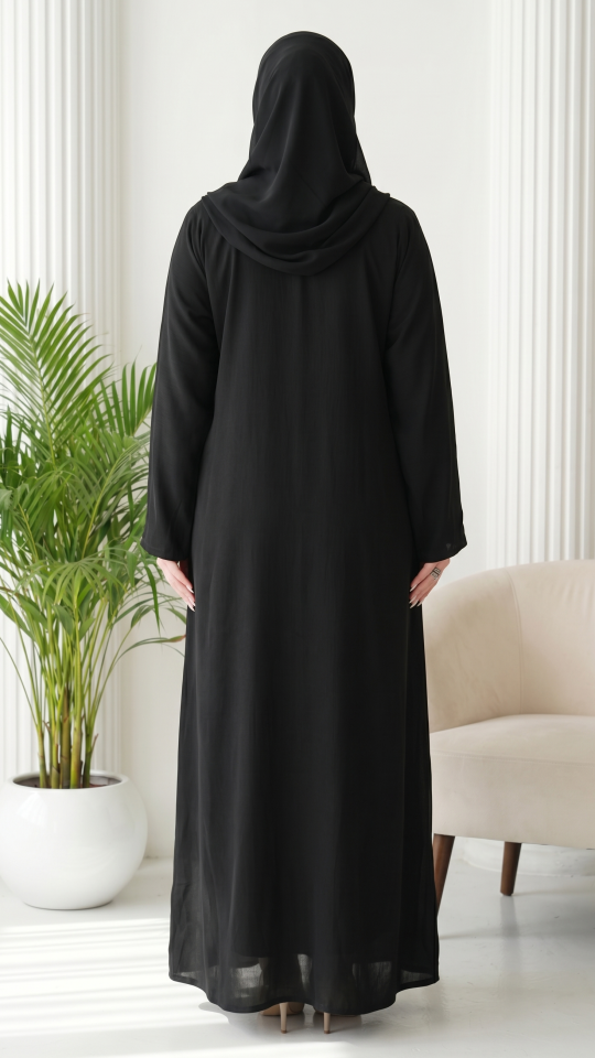 Zoom Abaya With Handwork In Black  