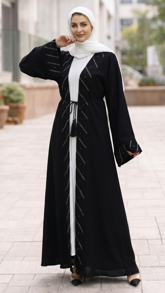Modest Dress with a Shrug and Beads on the Front and Sleeves
