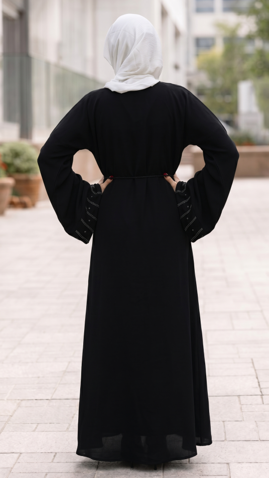 Modest Dress with a Shrug and Beads on the Front and Sleeves