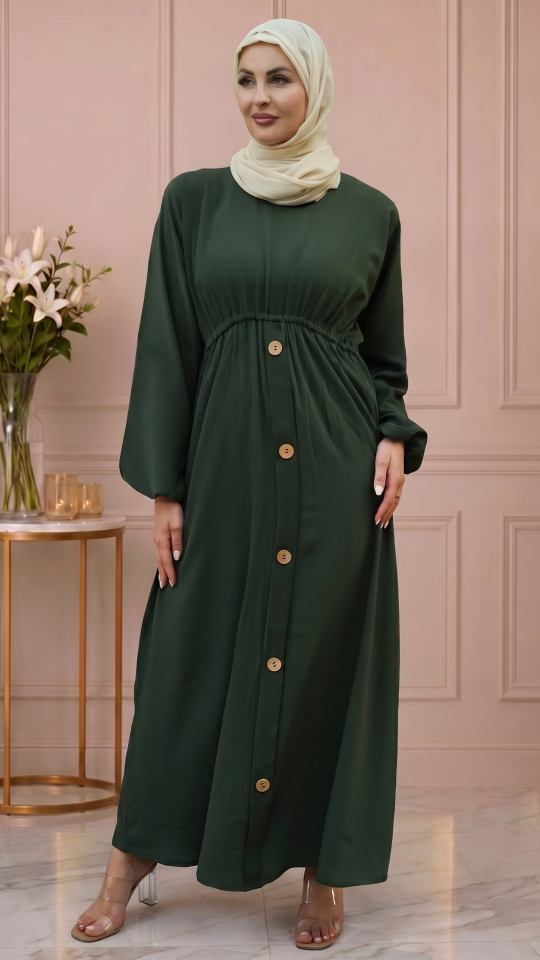 Wholesale Zoom Abaya with Show Buttons and Elastic Waist