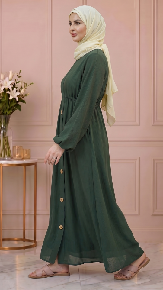 Wholesale Zoom Abaya with Show Buttons and Elastic Waist