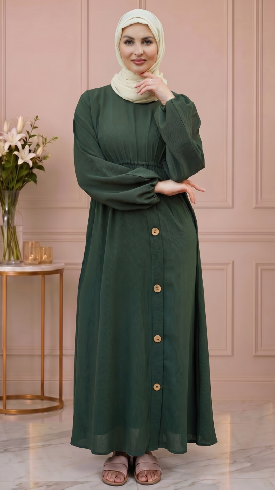 Wholesale Zoom Abaya with Show Buttons and Elastic Waist