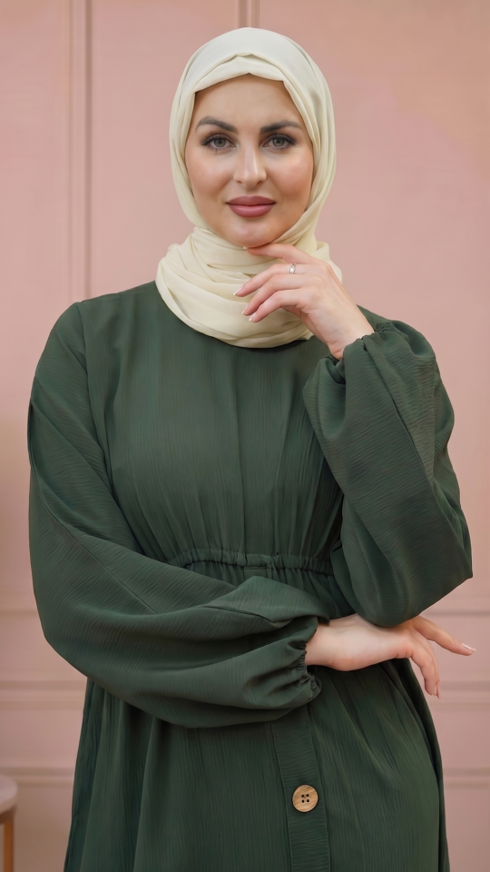Wholesale Zoom Abaya with Show Buttons and Elastic Waist