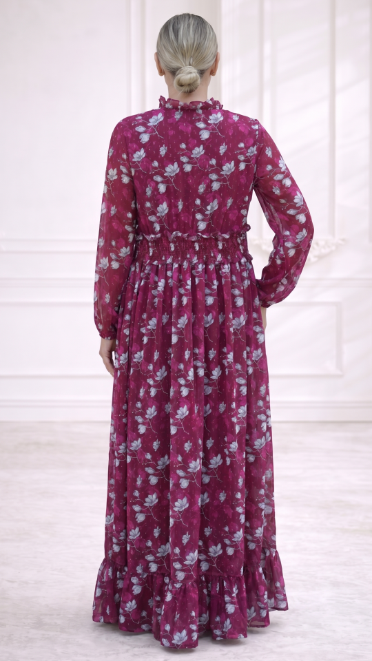 Elegant Modest Dress with Floral Print