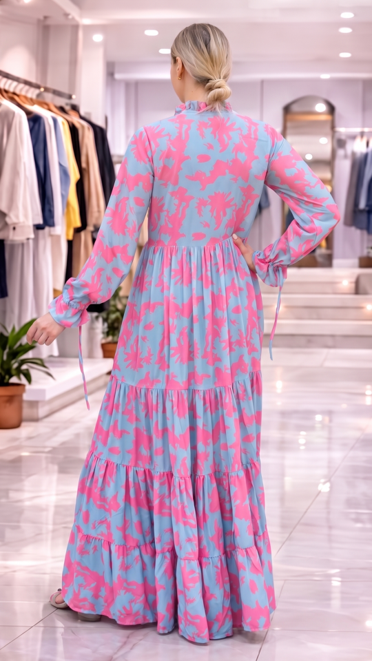Modest Dress With Tropical Print