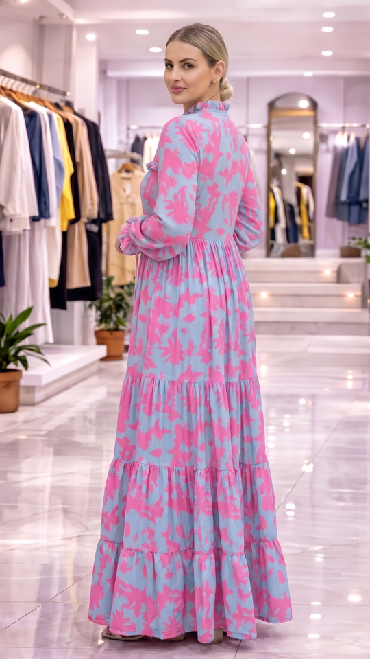 Modest Dress With Tropical Print