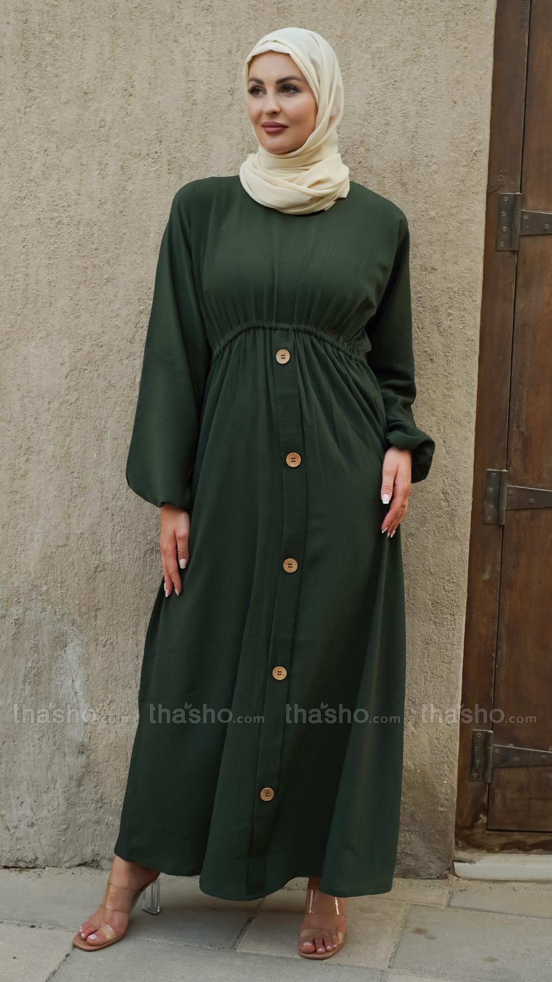 Stylish Zoom Abaya with Show Buttons and Elastic Waist