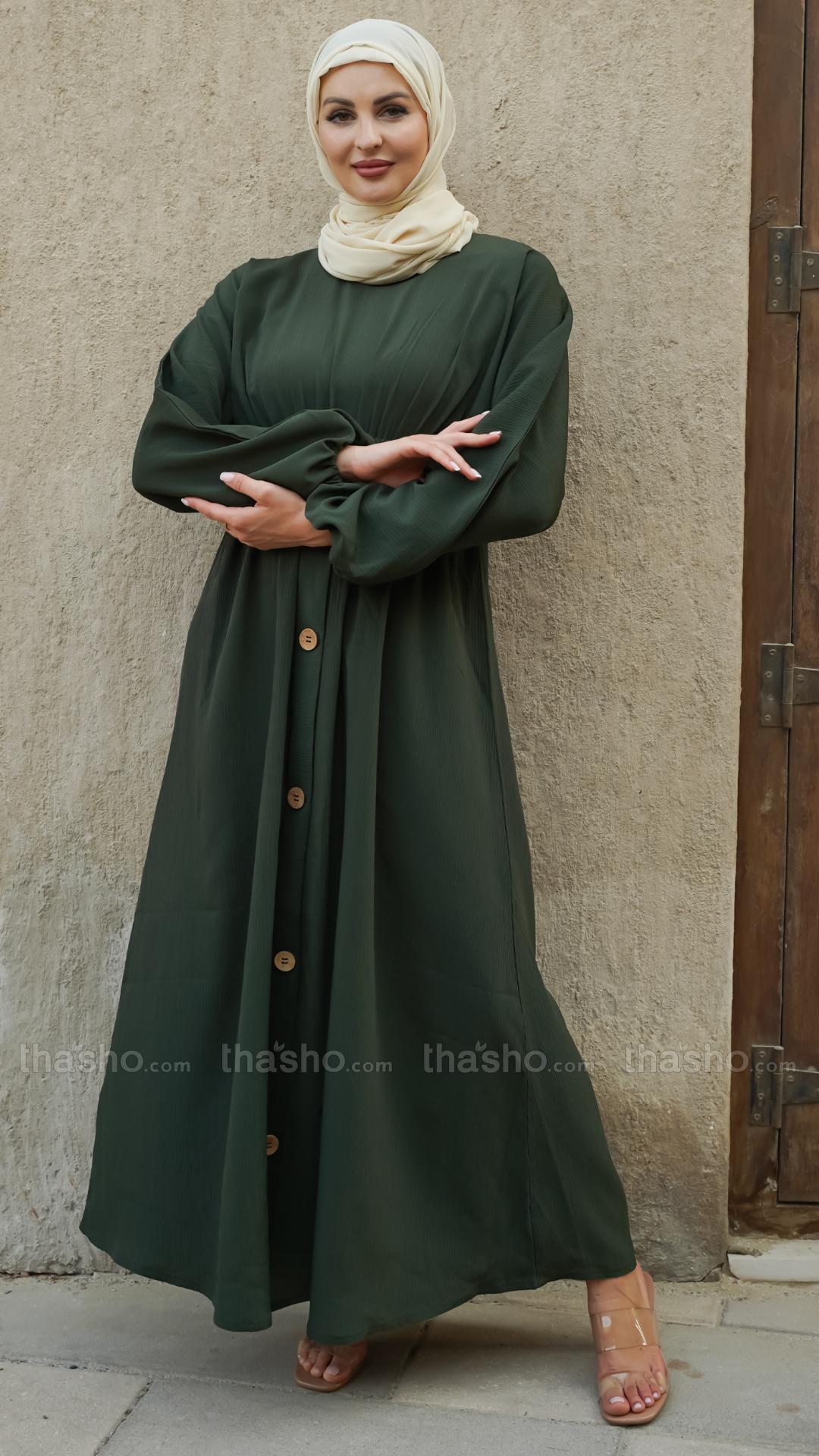 Stylish Zoom Abaya with Show Buttons and Elastic Waist