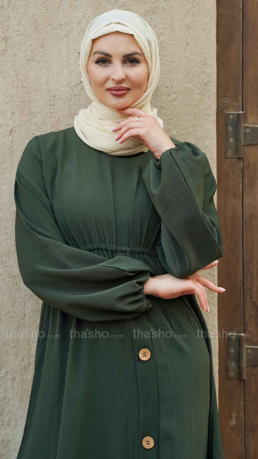 Stylish Zoom Abaya with Show Buttons and Elastic Waist